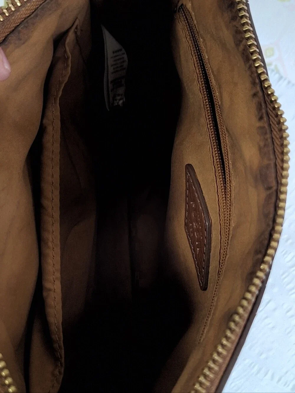Vintage Fossil Black and Brown Patterned Crossbody Bag